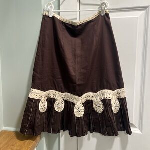 Odille, Anthropologie - ruffle pleated a-line midi skirt, size 2